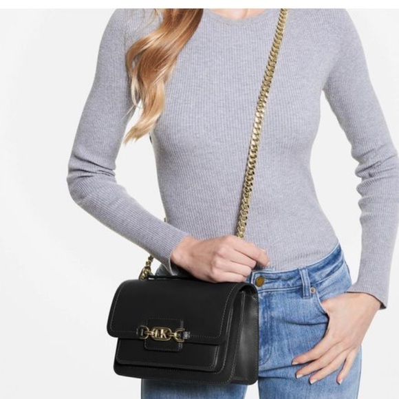 NWT MICHAEL KORS BLACK LEATHER CROSSBODY BAG - Picture 3 of 5